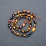 Beads on Thread from Natural Stones Tiger's Eye, Falcon's Eye, Bull's Eye, round drilled 8x6 mm, length 40 cm +