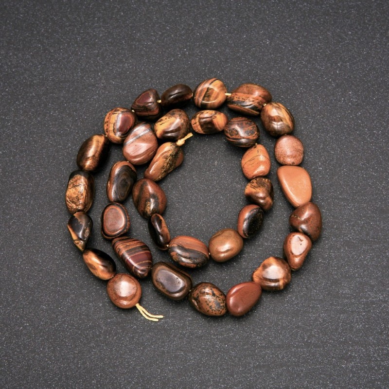 Natural Stone Beads Tiger's Eye</s> Tumbled 8x10 mm, approx length 38 cm