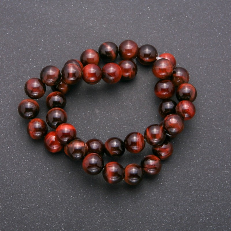 Tiger Eye Beads, smooth round 10 mm, thread 38 in (+/-)