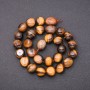 Tiger's Eye Beads on Thread, Faceted, diameter 9×13 mm (+/-), length 38 cm