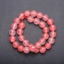 Natural Chalcedony Beads on Thread Pink Faceted Round Beads, diameter 12 mm (+ -), length 37 cm