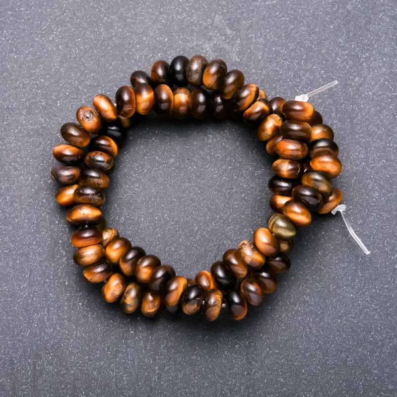 Natural Stone Beads Tiger's Eye Smooth Rondelle 8x6mm Diameter, 40cm length