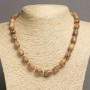 Necklace of Landscape Jasper Natural Stone "Barrel" 10x14-15 mm diameter, length 48 in