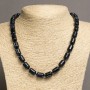 Aventurine Beads Blue Sand Cairo Night "Cylinder Barilo" Necklace 45cm length, 10x14mm diameter +