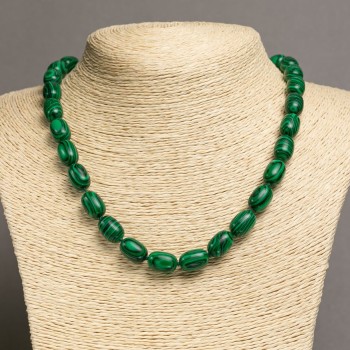 Malachite Beads (Raw) "Barrel" d 10x14, L 46-49 cm +