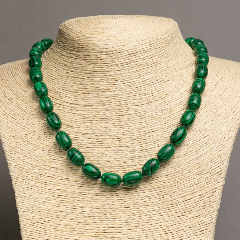 Malachite Beads (Raw) "Barrel" d 10x14, L 46-49 cm +
