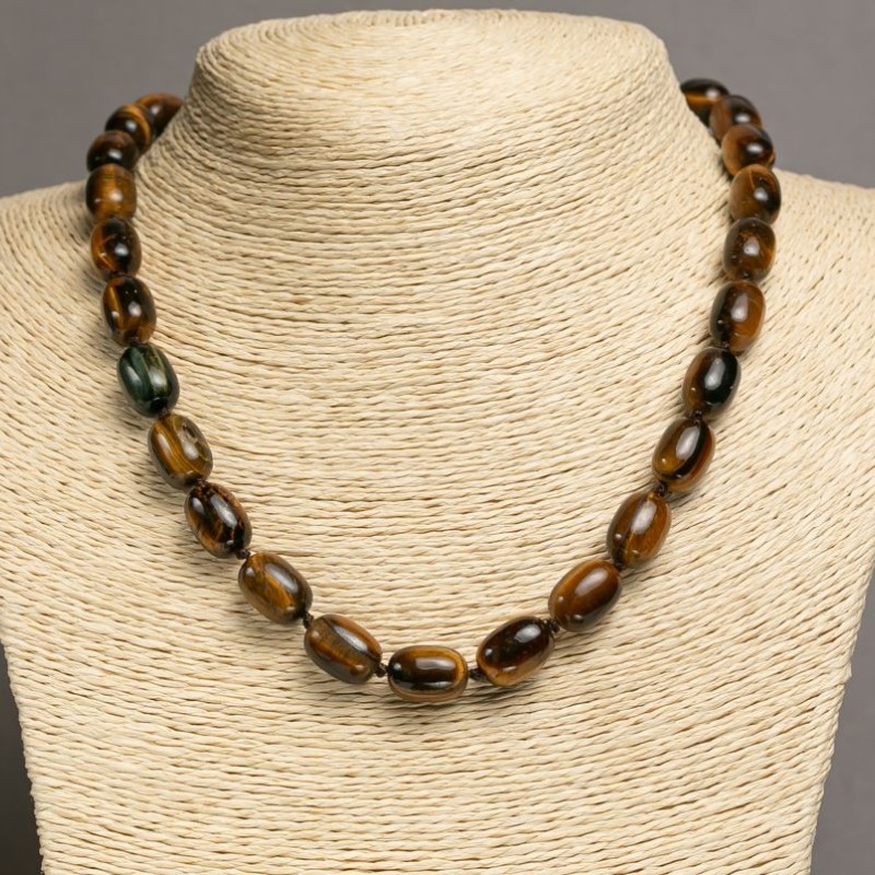 Necklace of Natural Stone Tiger's Eye, 