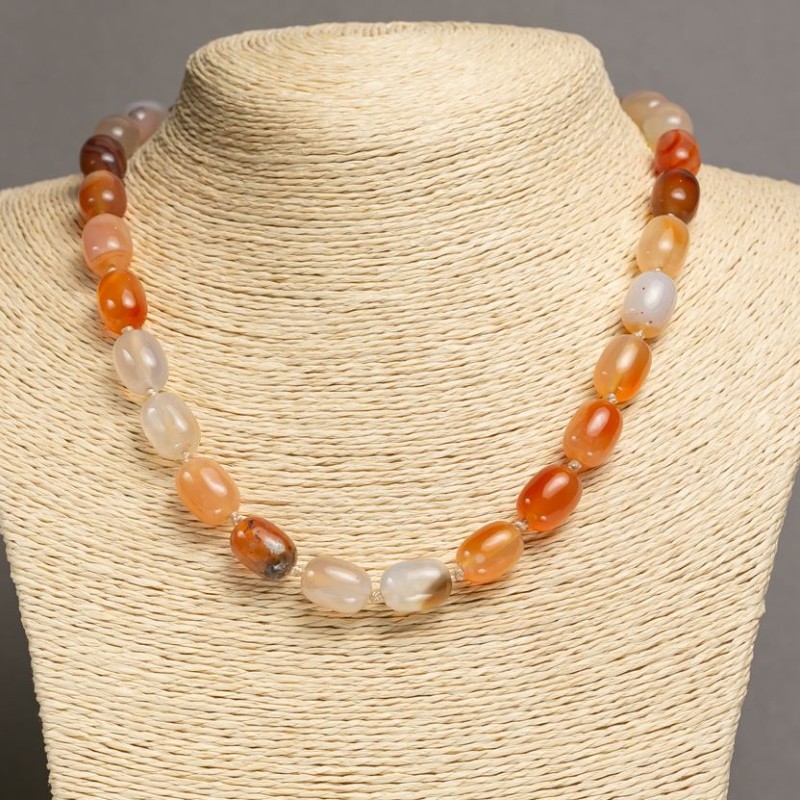 Carnelian Beads "Barrel", diameter 10x14mm, length 46-48cm+