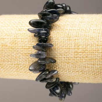 Elastic bracelet with natural iolite chips "needle" 11-21×4-8 mm diameter, length 18 cm +