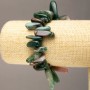 Elastic Bracelet with Natural Stone Green Jasper Nuggets "Needle", 12-23x5-9mm diameter, length 18cm +