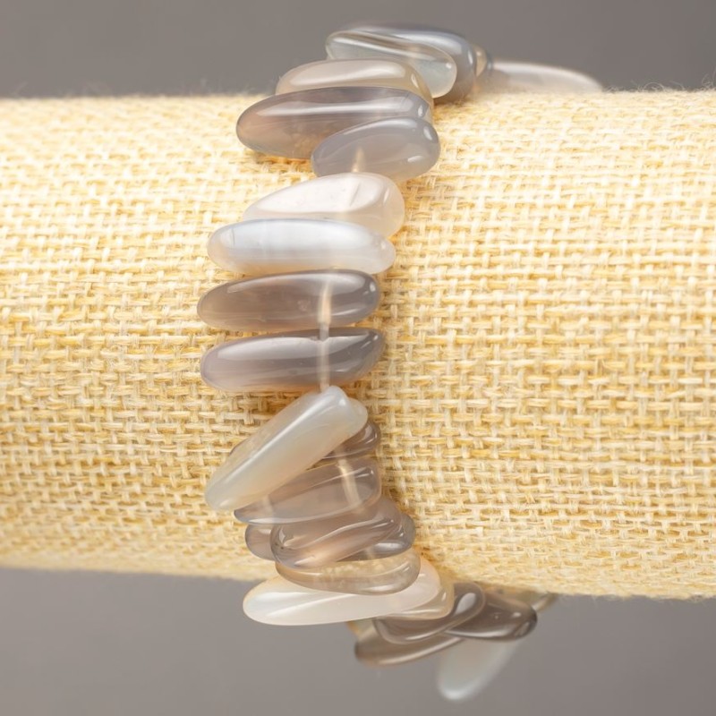 Elastic bracelet with natural stone Agate Smoke-colored Chip "needle", diameter 13-22×3-6mm, length 18cm +