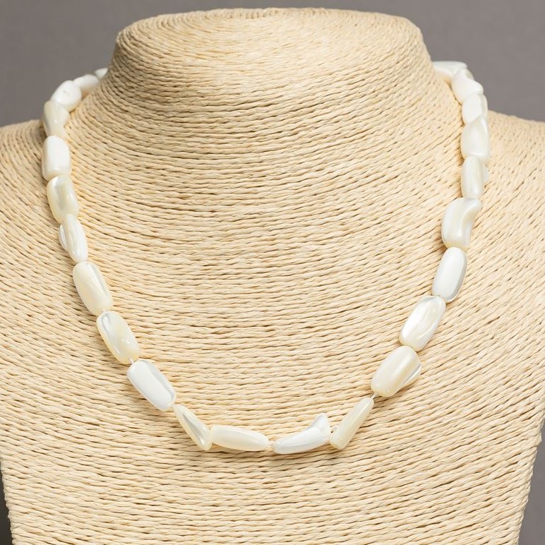 Necklace made of natural white mother-of-pearl, baroque pearls, diameter 15×8 mm, length 45–48 cm +