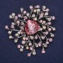 Brooch large Accent with Rhinestones and Purple Gray Stone 56×58 mm Silver Metal