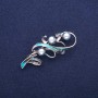 Brooch Branch with Majorca Pearls and Blue Enamel, Silver Metal 24x60mm