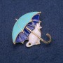 Brooch Cat under an Umbrella 43x44mm Enamel