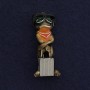 Brooch-pendant Frog with Suitcase, silver metal, brown enamel, 45×18 mm +