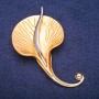 Brooch Flower golden and silver metal 40×66 mm