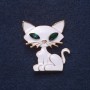 Brooch "Kitten" white enamel metal color gold 3.5×3 cm