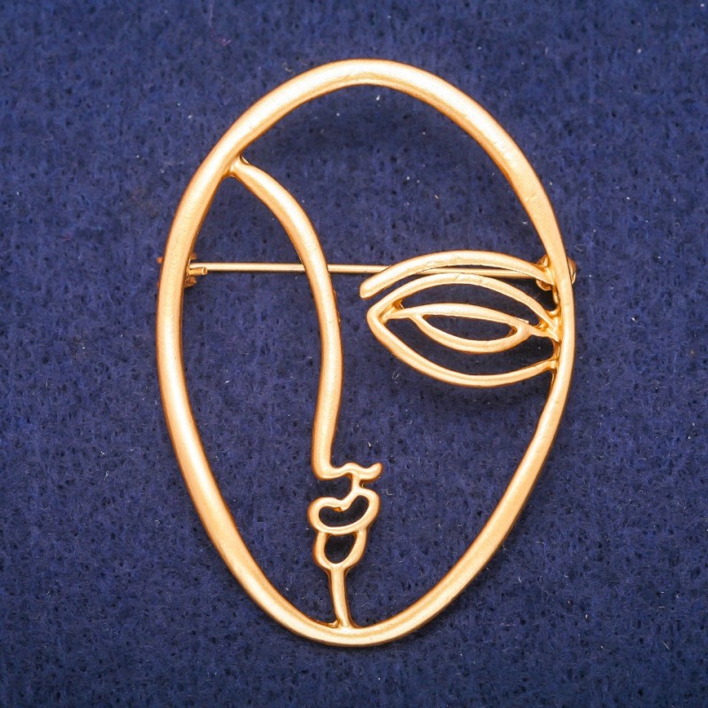 Brooch Accent Face Gold-tone Metal 43x60mm
