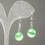Earrings with natural stone Cat's Eye green, diameter 10mm+-, length 31mm+-