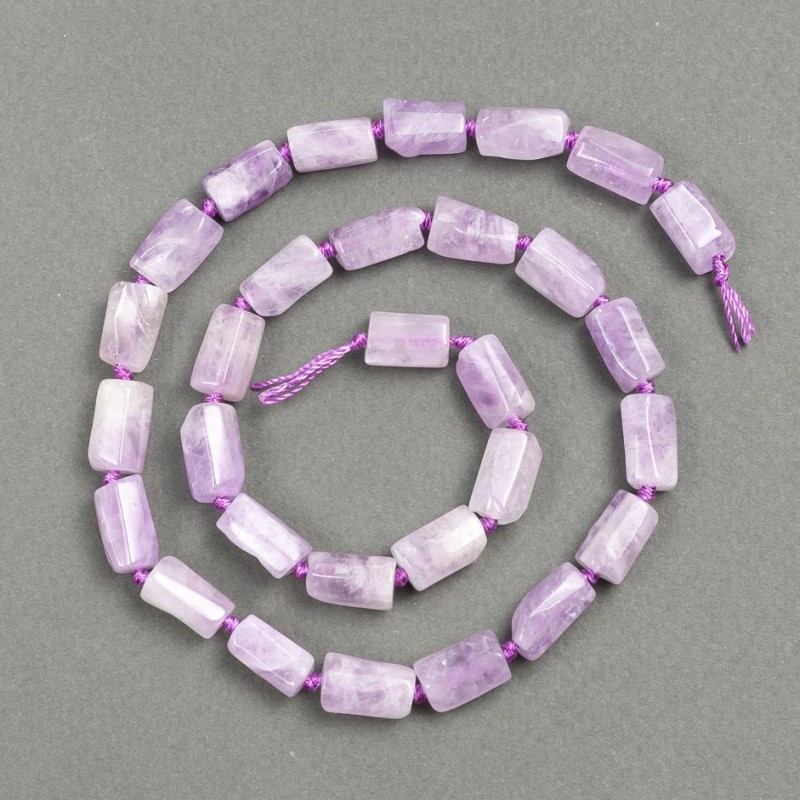 Amethyst Beads with Faceted Cylindrical Shape, diameter 13x7 mm, thread L43 cm