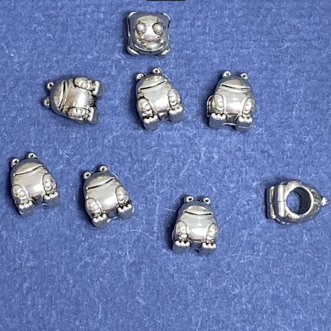 Pandora Frog Bead Findings, 10x8mm, 5mm Hole, 20g Pack (+/-13 pcs)