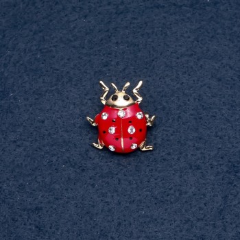 Brooch "Ladybug" 22x23mm, insect series, metal color "gold"