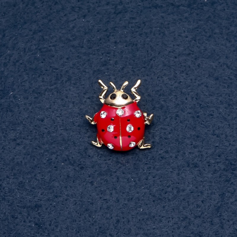 Brooch "Ladybug" 22x23mm, insect series, metal color "gold"