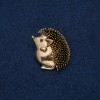 Pendant-brooch Hedgehog with golden metal and black crystal 37x30 mm +