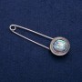 Brooch-Pin with Abalone Cabochon 23x75 mm, silvery metal