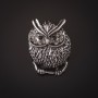 Brooch Owl with silver-white rhinestones 3.5 cm