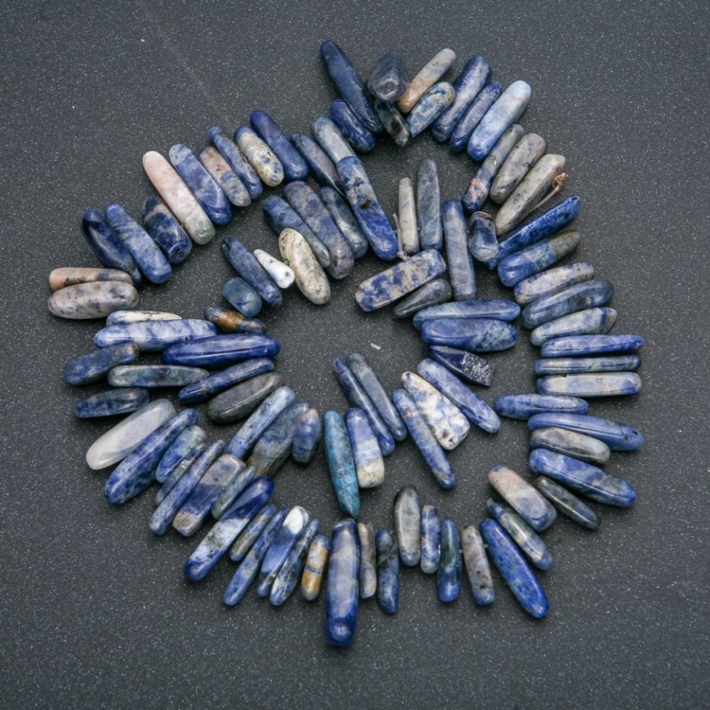 Sodalite Bead Thread, Needle-Shaped Chunk, 20x6mm, length 41cm
