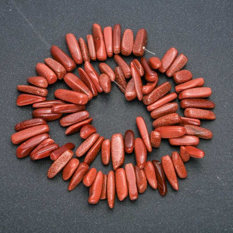 Gold Sand Aventurine Needle Bead String, 20x6mm, 40cm length