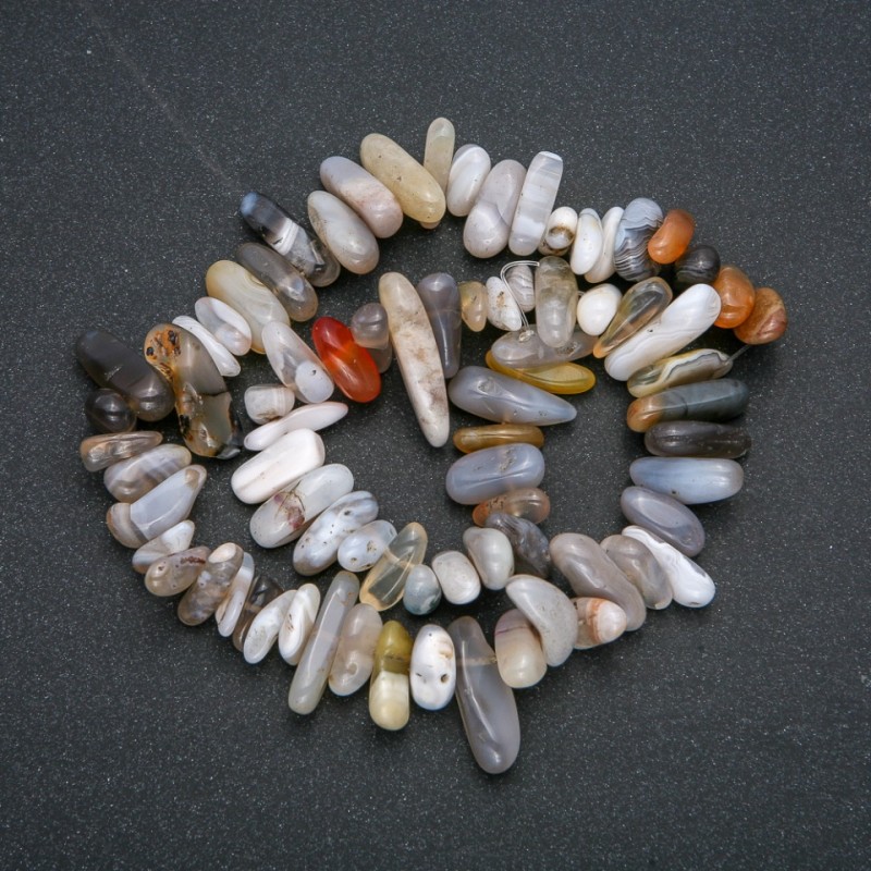 Botswana Agate Bead Strand, Nugget "Needle" shape, diameter 20x7mm, length 41cm +