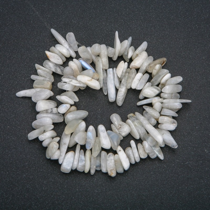 Adularia Chip Bead Necklace Thread "Needle", diameter 18×5 mm, length 41 cm +