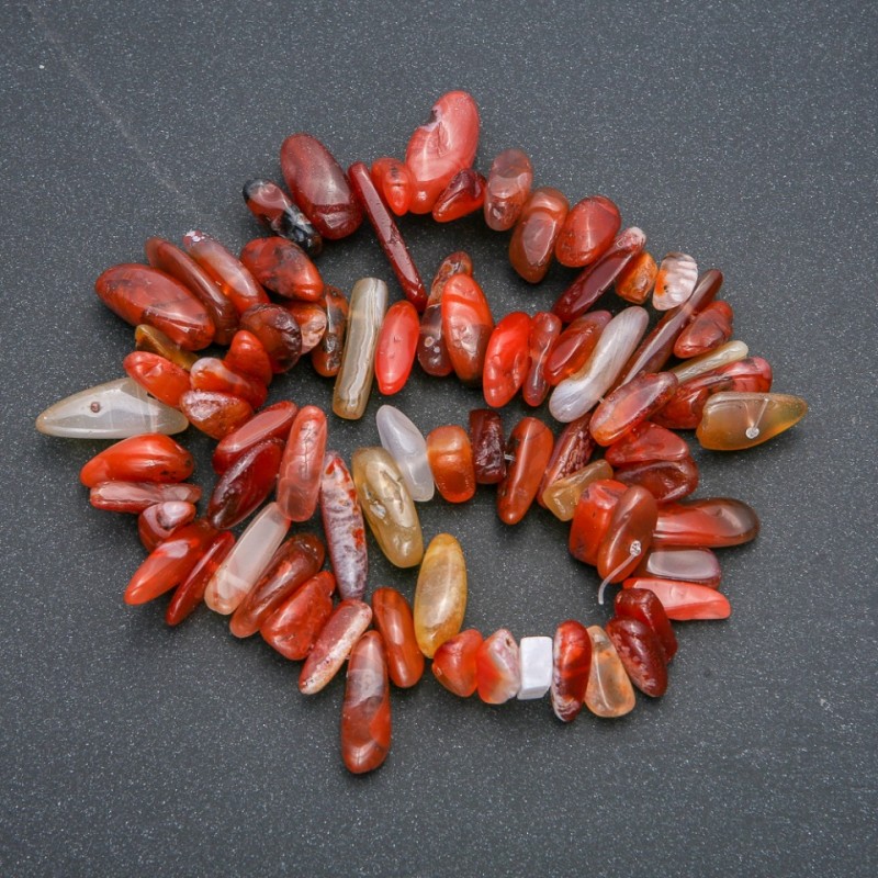 Carnelian Crystal Chip Row Thread “Needle”, diameter 18x6mm, length 38cm +