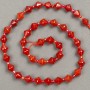 Carnelian Beads on Thread, Faceted Diamond-Shaped 8x8mm, Thread Length 38cm ± (Bead Inlay 3x3mm)