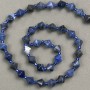 Sodalite Beads on a Thread, Faceted Diamond Shape, 8.5 mm diameter, 38 cm length (bead insert 3x3 mm)