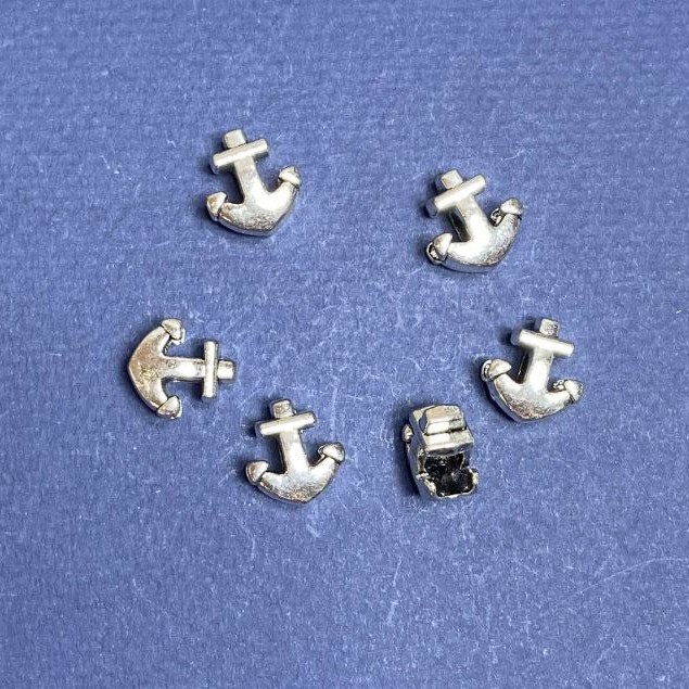 Pandora-Style Anchor Bead Insert 12x13mm, Hole Diameter 5mm, Pack 20g +/-8pcs