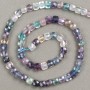 Fluorite Beads on Thread, Faceted Cube Shape, 6x6 mm, 40 cm Length