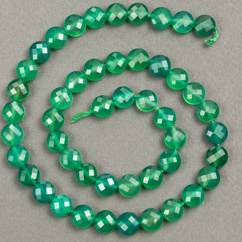 Faceted Agate Beads Necklace - Round Coin Beads, 8x5 mm, 39 cm length +