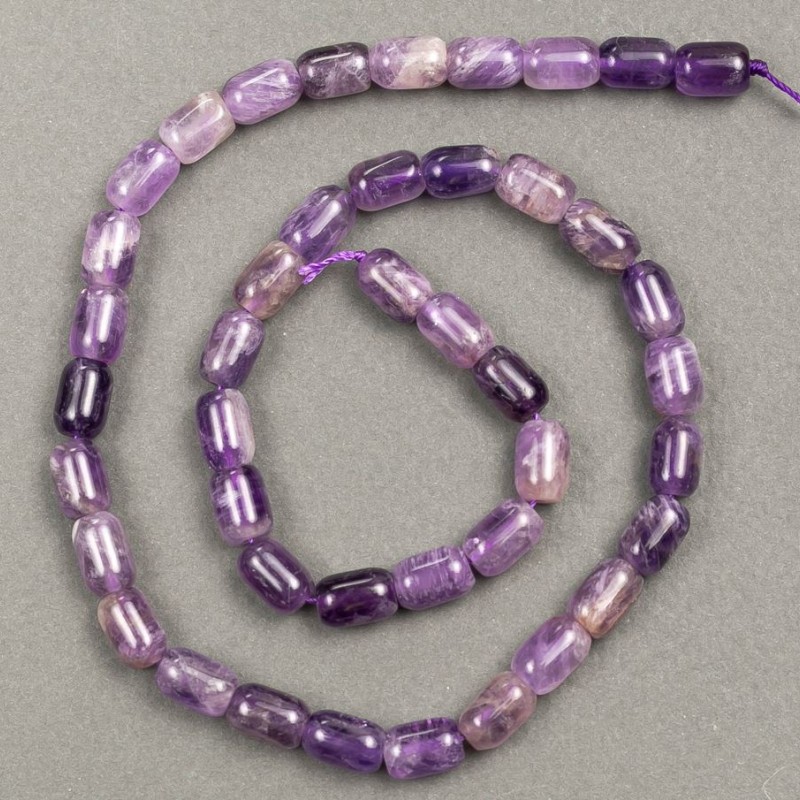 Amethyst Natural Stone Beads "Barrel" 6x9mm, Length 39 cm +