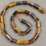 Tiger's Eye Beads on Thread, natural stone, faceted 11x7mm, length 40cm+