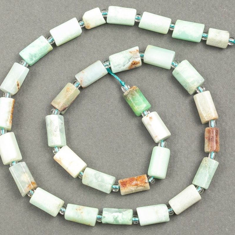 Amazonite Beads on Thread, Tumbled Amazonite, diameter 11–6 mm, length 39 cm ± with seed beads 3x2 mm