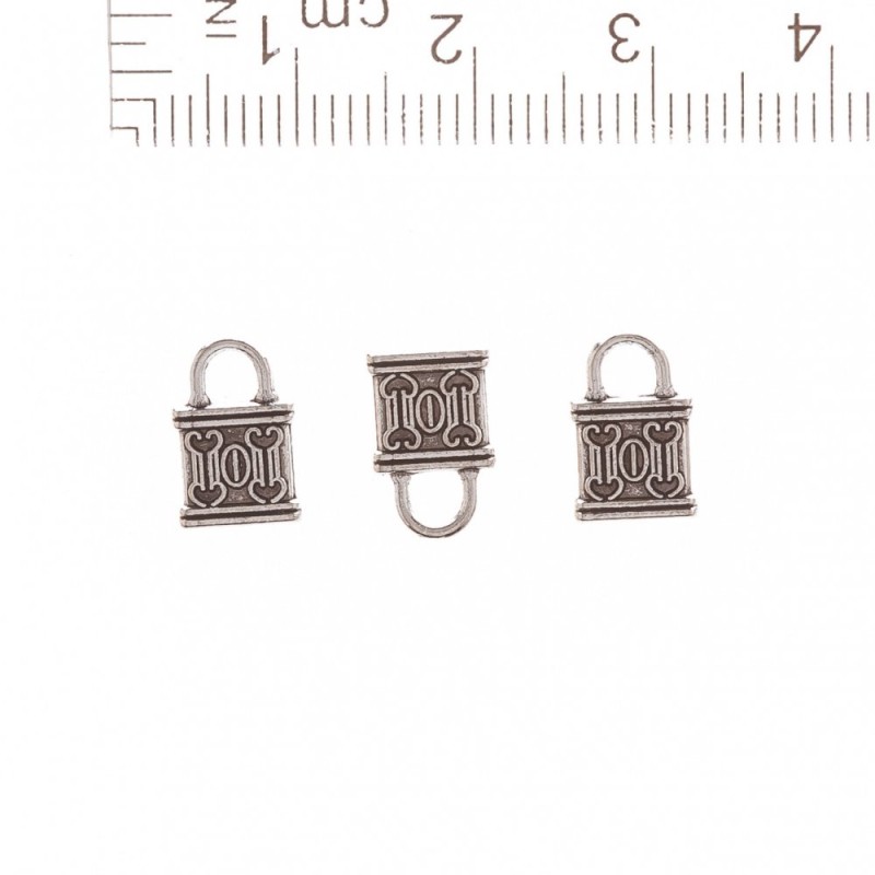 Padlock Charm Finding, d 10x7mm, Pack 20g +/- 30pcs