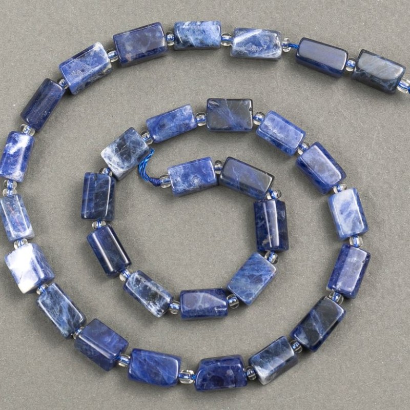 Sodalite Beads on Thread Natural Stone Cut 11x7mm, length 38cm ± (with seed beads 3x2)