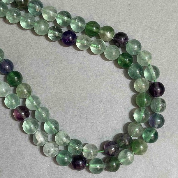 Natural Fluorite Beads on Thread, 8mm Diameter, 39cm Length +