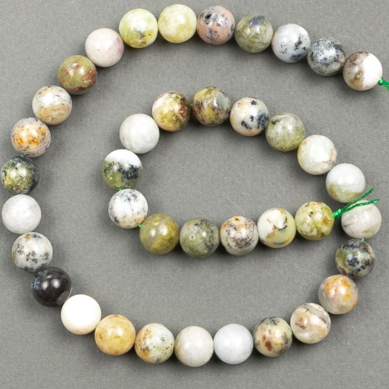 Natural Green Opal Beads on Thread, 8mm± Diameter, 39cm Length ±