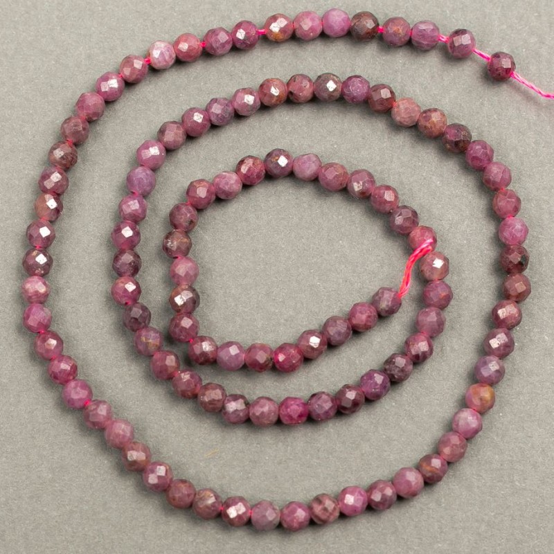 Natural Tourmaline Faceted Beads on Thread, 4mm Diameter, 39cm Length +