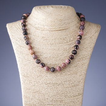 Rhodonite Stone Beads, 10 mm diameter, thread 46-48 cm